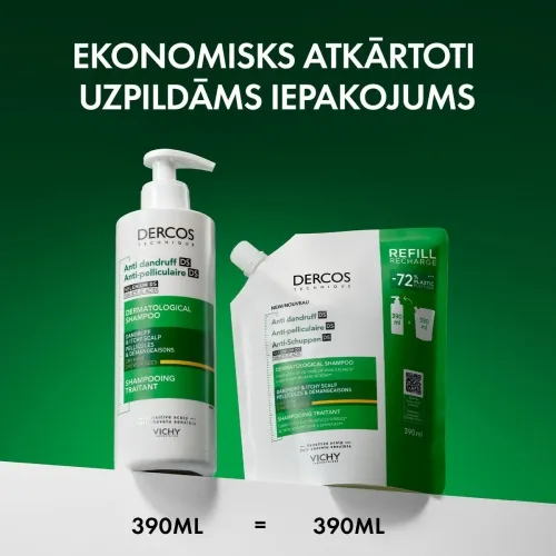 VICHY Dercos DS pretblaugznu šampūns sausiem matiem Refill 390ml - Produkta attēls 1