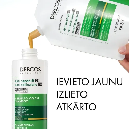 VICHY Dercos DS pretblaugznu šampūns sausiem matiem Refill 390ml - Produkta attēls 2