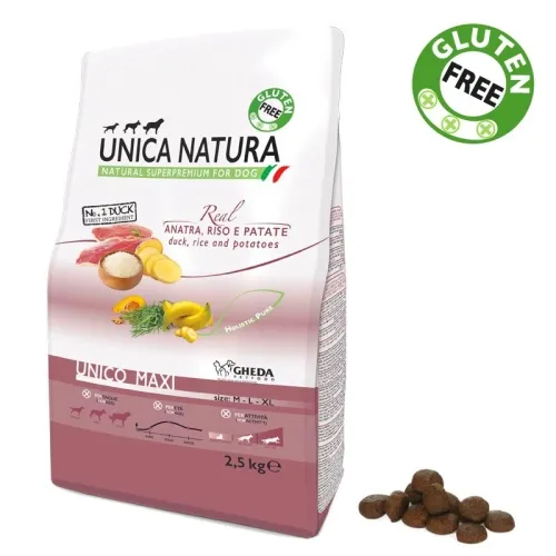 GH UNICA NATURA SUŅU MAXI PĪLE/RĪSI/KART 2.5KG - Produkta attēls 