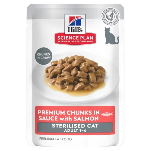 Product image of Hills kaķu mitrā barība paciņā Sterilized Cat lasis 85g N12