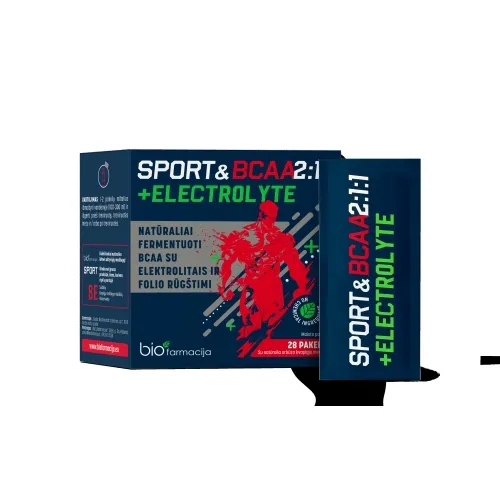 SPORT&BCAA 2:1:1 + Electrolyte pulveris paciņās, 28 gab