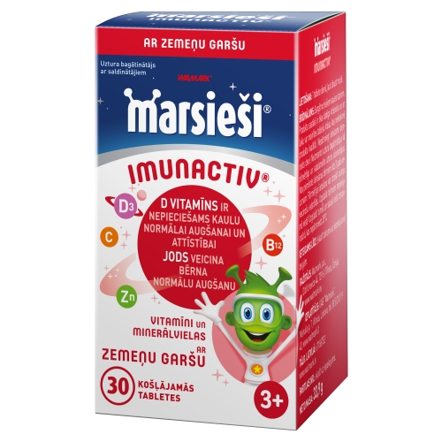 Product image of MARSIEŠI® Imuno košļājamas tabletes ar zemeņu garšu, 30 gab.