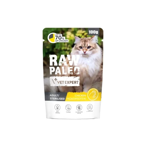RAW PALEO KAĶU PAC STERILISED VISTA 100G - Produkta attēls 