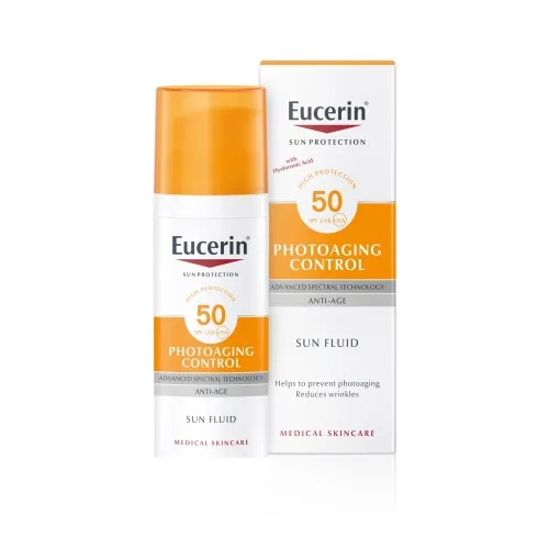 EUCERIN Sun Photoaging Control sauļošanās fluīds pret novecošanu ar SPF50, 50 ml