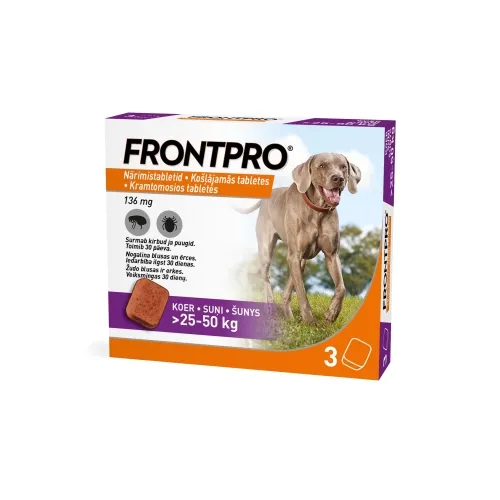 FRONTPRO 136mg košļājamās tabletes suņiem >25-50kg N3