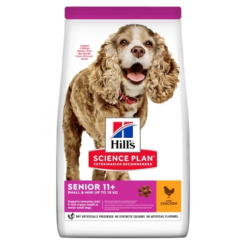 Hills suņu sausā barība Senior 11+ mazām šķirnēm vista 1,5kg - Produkta attēls 