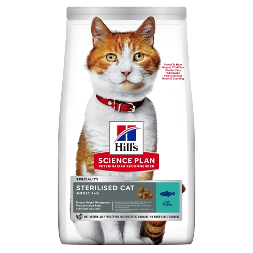 Hills kaķu sausā barība Sterilised Young tuncis 1,5kg - Produkta attēls 