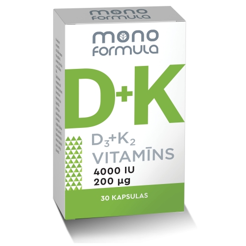 MONO FORMULA D3 + K2 vitamīns kapsulas, 30 gab. - Produkta attēls 