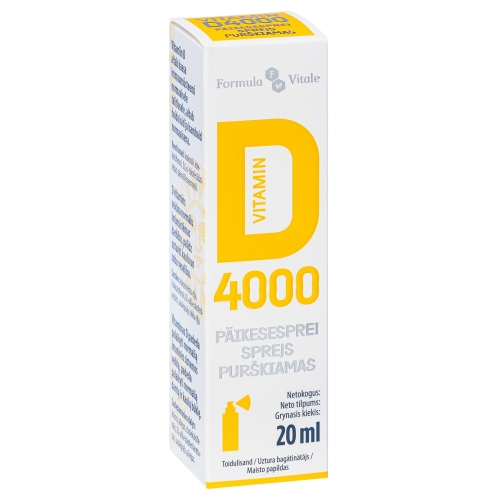 Product image of FORMULA VITALE D Vitamīns (4000 IU) sprejs, 20 ml.