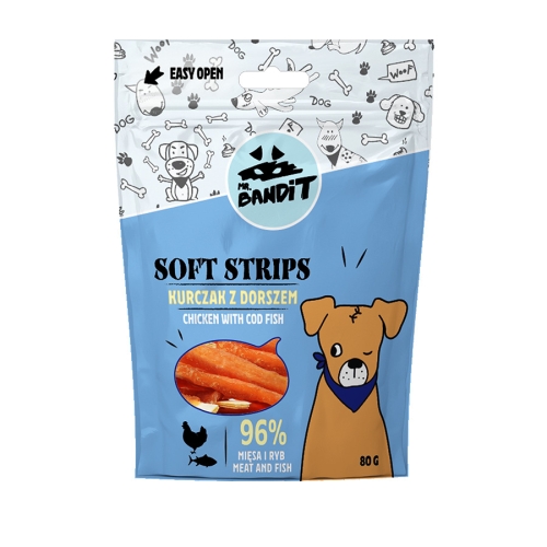 MR.BANDIT SOFT STRIPS VISTAS UN ZIVS STRĒMELES 80G - Produkta attēls 