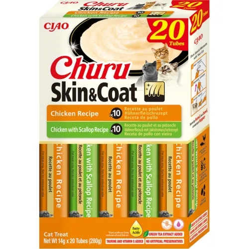 Churu Skin&Coat biezenis kaķiem, vista un/vai ķemmītes 14g N20