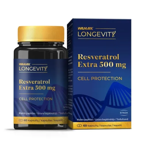 WALMARK Longevity Resveratrol Extra 500 mg kapsulas, 60 gab