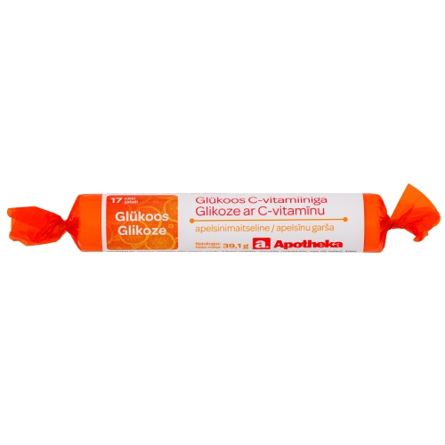 Product image of APOTHEKA Glikoze ar C vitamīnu (apelsīna garša), 17 gab