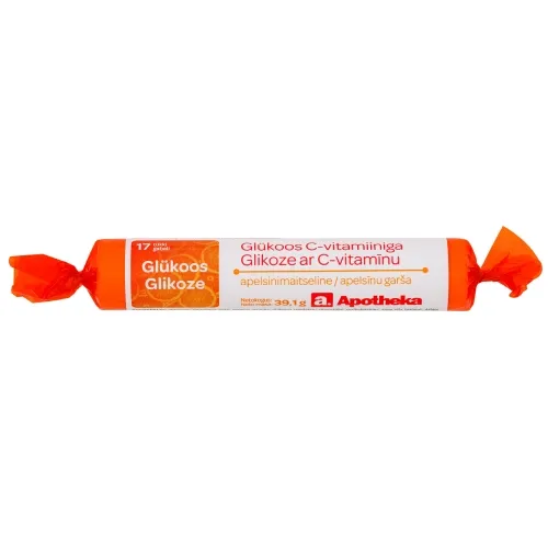 Product image of APOTHEKA Glikoze ar C vitamīnu (apelsīna garša), 17 gab
