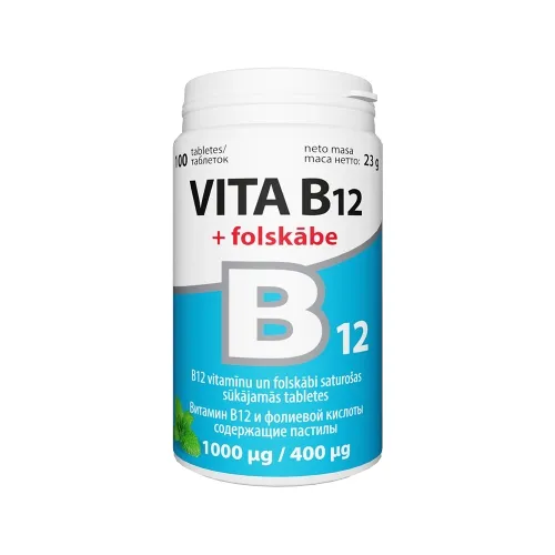 Product image of Vita-B12 + folskabe sūk.tabletes, 100 gab