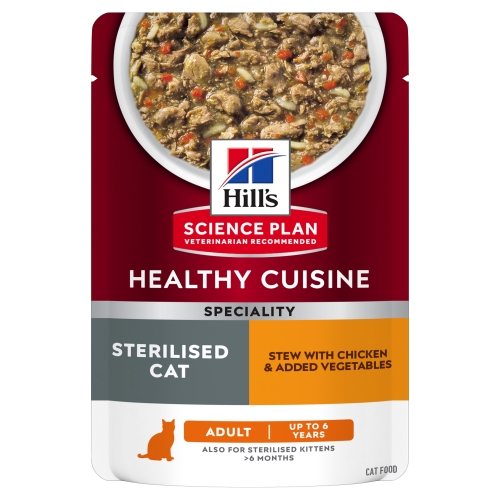 Hills kaķu mitrā barība paciņā Sterilised Cat vista/dārzeņi 80g N12 - Produkta attēls 