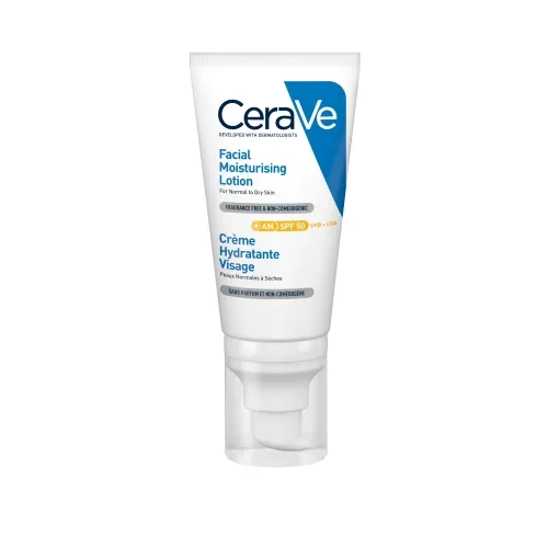 CERAVE mitrinošs krēms normālai un sausai sejas ādai ar SPF50, 52 ml