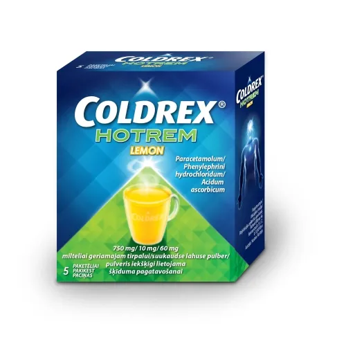COLDREX Hotrem Lemon + Vitamin C pulveris, 5 gab.