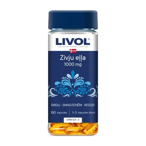 LIVOL Zivju eļļa 1000 mg kapsulas, 150 gab - Produkta attēls 