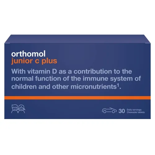 Product image of ORTHOMOL Junior C Plus košļājamās tabletes (meža ogu), 30 gab