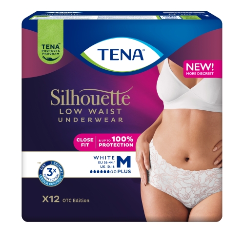 Product image of TENA Silhouette Pants Plus White bikses baltā krāsā, M izmērs, 12 gab.