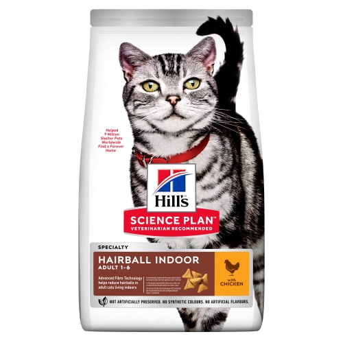 Hills kaķu sausā barība Hairball Indoor vista 1,5kg - Produkta attēls 