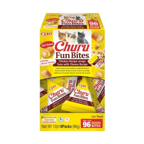 Product image of Churu Fun Bites kārums kaķiem, vistas rullīši ar sieru 96g (12g x8)