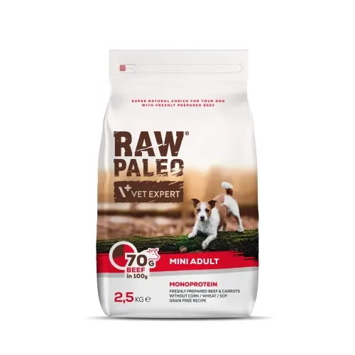 RAW PALEO SUŅU SAUSĀ B MINI LIELLOPS 2.5KG - Produkta attēls 