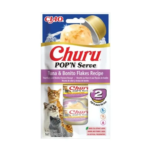 Churu POP'N Serve želeja kaķiem, tuncis&bonito pārslas 70g (35g x2) N6 - Produkta attēls 
