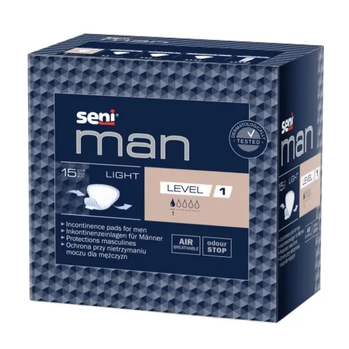 Product image of SENI MAN LIGHT (Level 1) uroloģiskie ieliktņi vīriešiem, 15 gab.