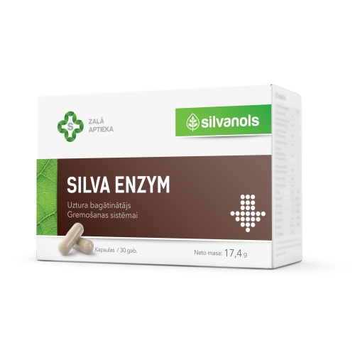 Latvia product data sample: SILVANOLS Silva Enzym kapsulas, 30 gab.
