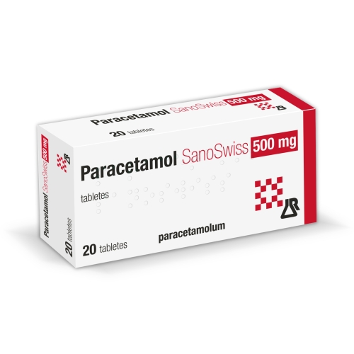 PARACETANOL Sanoswiss 500 mg tabletes, 20 gab.