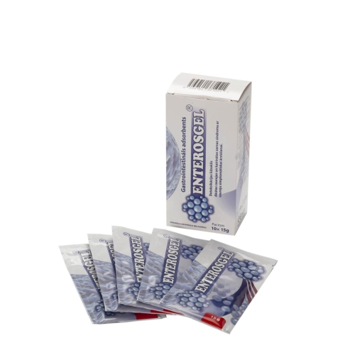 Latvia product data sample: ENTEROSGEL absorbents, 15 g x 10 gab.
