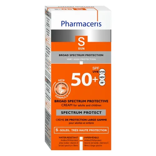 PHARMACERIS S. Broad Spectrum plaša spektra sejas aizsargkrēms SPF50+, 50 ml