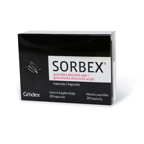 Latvia product data sample: SORBEX GRANULĒTA AKTIVĒTĀ OGLE KAPS N20