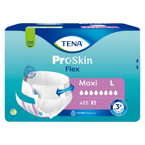 Latvia product data sample: TENA Flex Maxi jostiņbikses L izmērs, 22 gab.