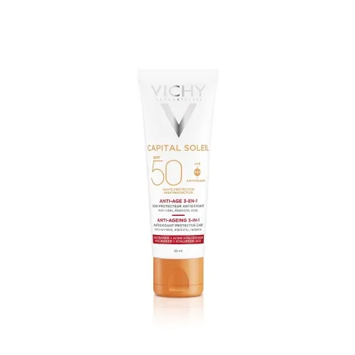 VICHY IDÉAL SOLEIL ANTI-AGE, SPF 50+ saules aizsargkrēms sejai, 50 ml