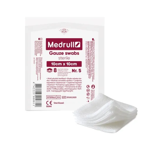 Product image of MEDRULL Salvetes marles ster., 10 cm x 10 cm, 8-sl., 5 gab