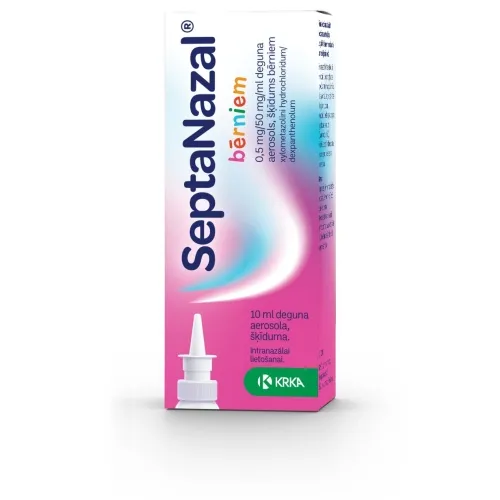 Product image of SEPTANAZAL 0.5 mg/ 50 mg/ ml deguna aerosols (bērniem), 10 ml