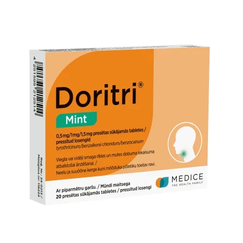 DORITRI MINT 0.5MG/1MG/1.5MG SŪK TBL N20 - Produkta attēls 