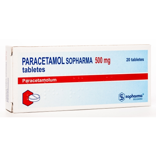 Product image of PARACETAMOL Sopharma 500 mg tabletes, 20 gab.