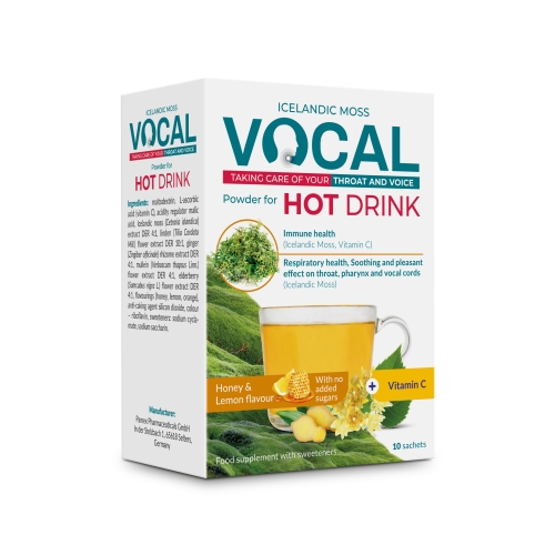 Product image of VOCAL karstais dzēriens paciņās (citrons un medus), 10 gab.