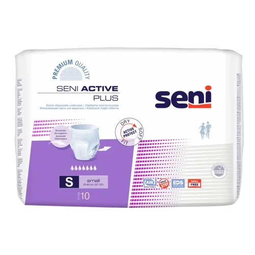 SENI ACTIVE PLUS biksītes pieaugušajiem, S izmērs (55-85 cm), 10 gab.
