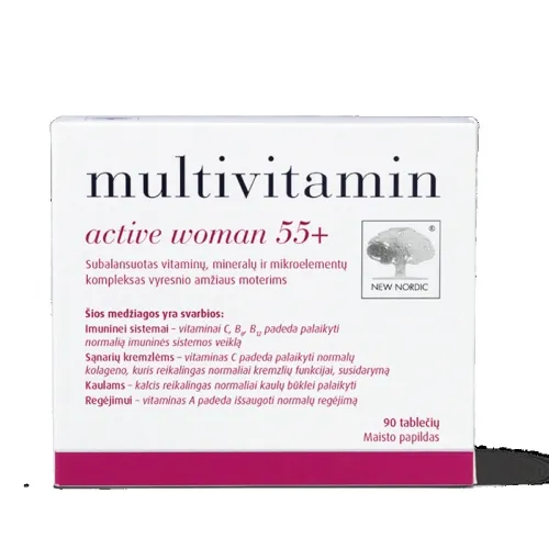 NEW NORDIC Multivitamin Active Woman 55+ tabletes, 90 gab. - Produkta attēls 