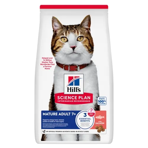 Hills kaķu sausā barība 7+ lasis 1.5kg - Produkta attēls 