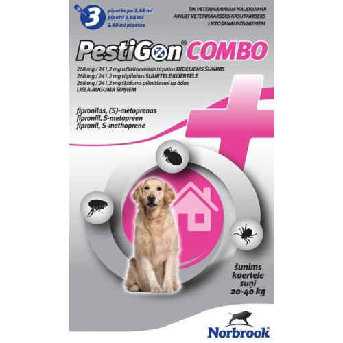 PESTIGON COMBO 268MG/241.2MG ŠĶĪD SUŅIEM (20-40KG) N3 - Produkta attēls 