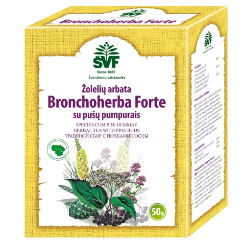 TĒJA BRONCHOHERBA FORTE AR PRIEŽU PUMPURIEM 50G (LIETUVA) - Produkta attēls 