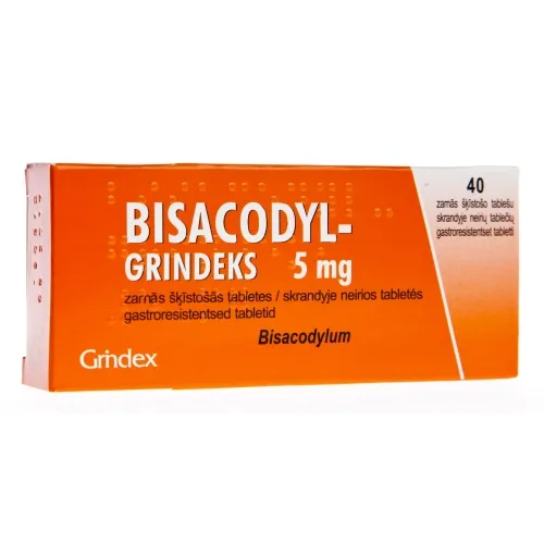 Product image of BISACODYL - GRINDEKS 5MG TABLETES N40