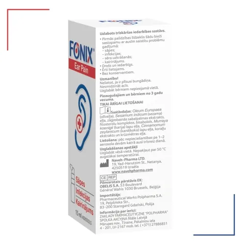 FONIX Ear Pain ausu aerosols 15 ml - Produkta attēls 1