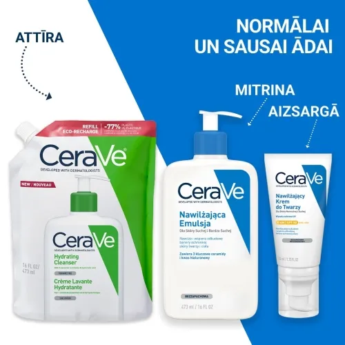 CERAVE mitrinoša emulsija normālas un sausas ādas mazgāšanai (uzp.iep.), 473 ml - Produkta attēls 2